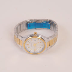 Two Tone Mens Chain Silver Wrist Watch White Dial