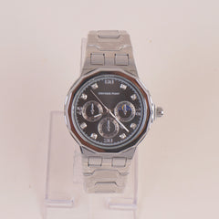 Mens Chain Silver Wrist Watch Black Dial