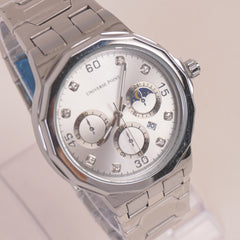 Mens SilverChain Wrist Watch White Dial