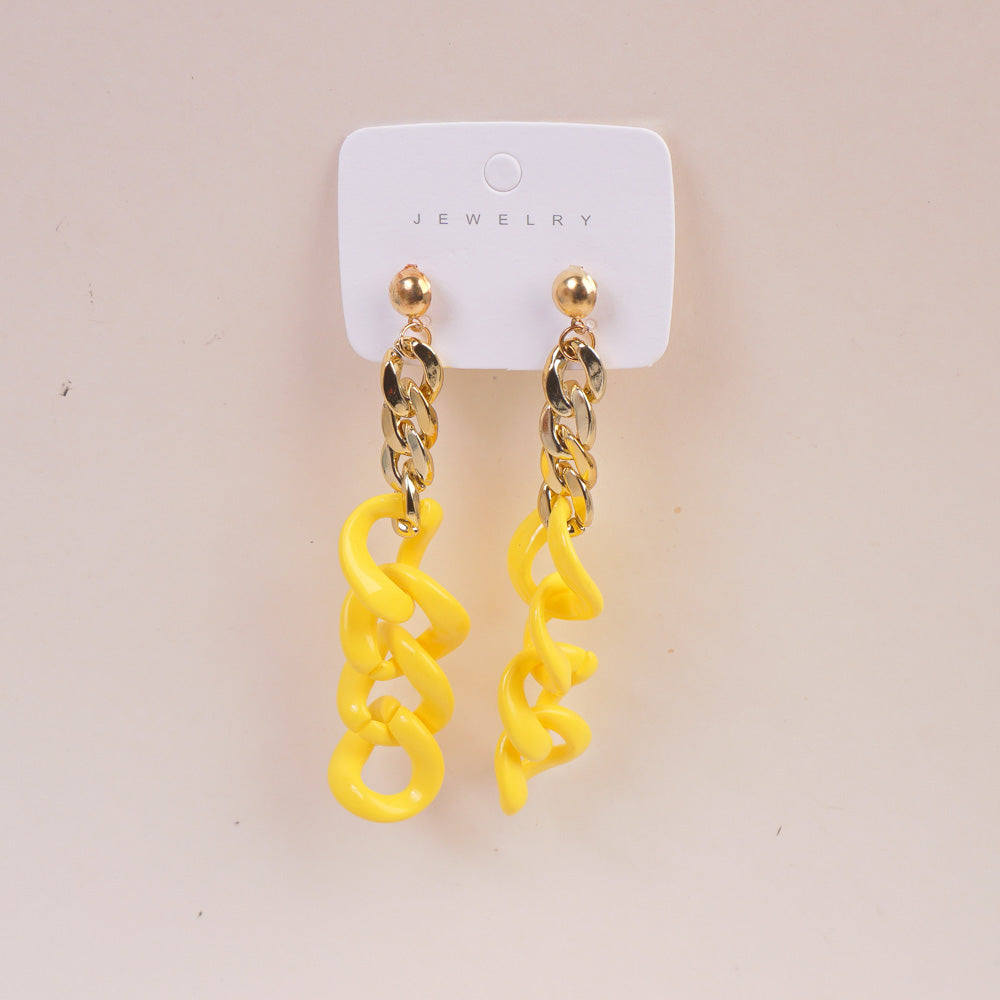 Women Chain Style Earring Yellow