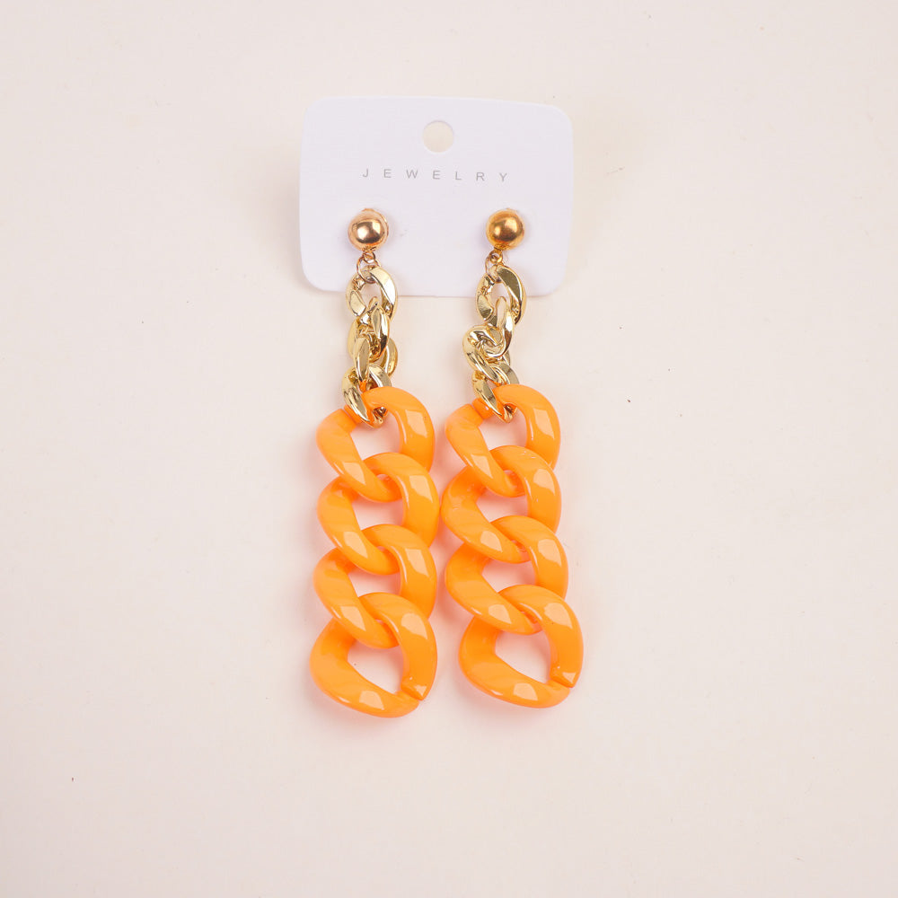 Women Chain Style Earring Orange