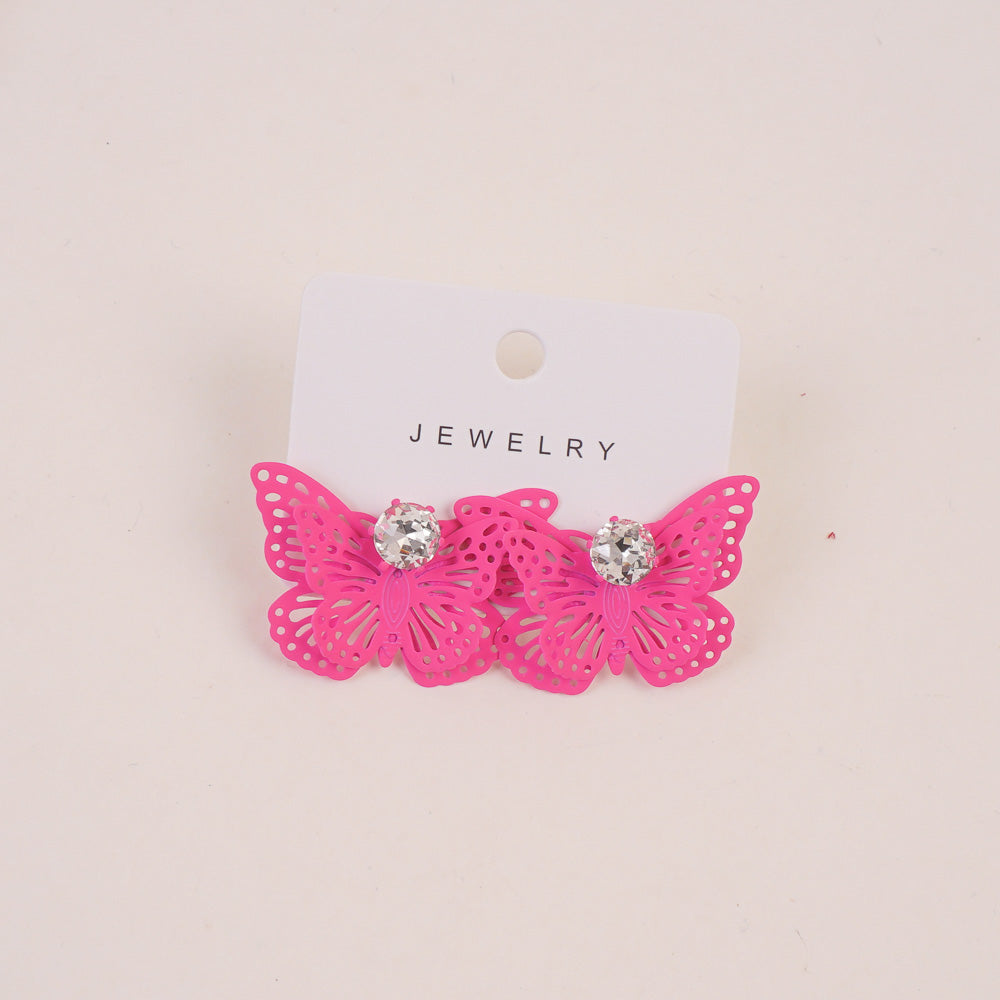 Butterfly Design Women Earring Dark Pink