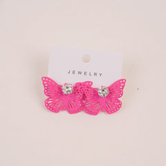 Butterfly Design Women Earring Dark Pink