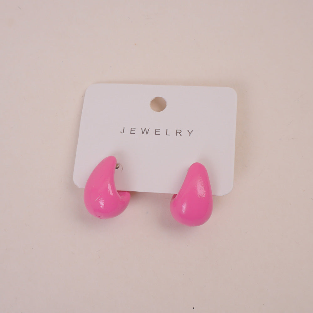 Casual Design Women Earring Dark Pink