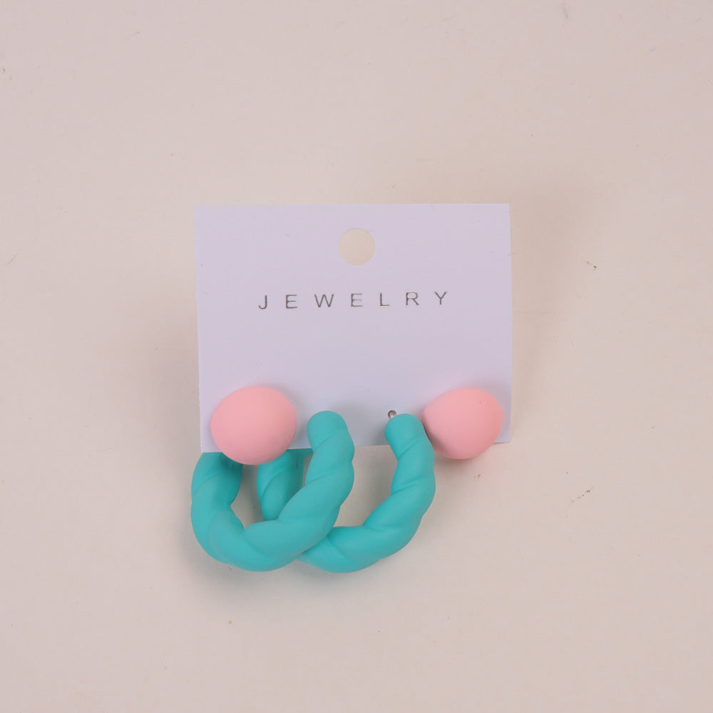 Rope Design Women Earring Cyan