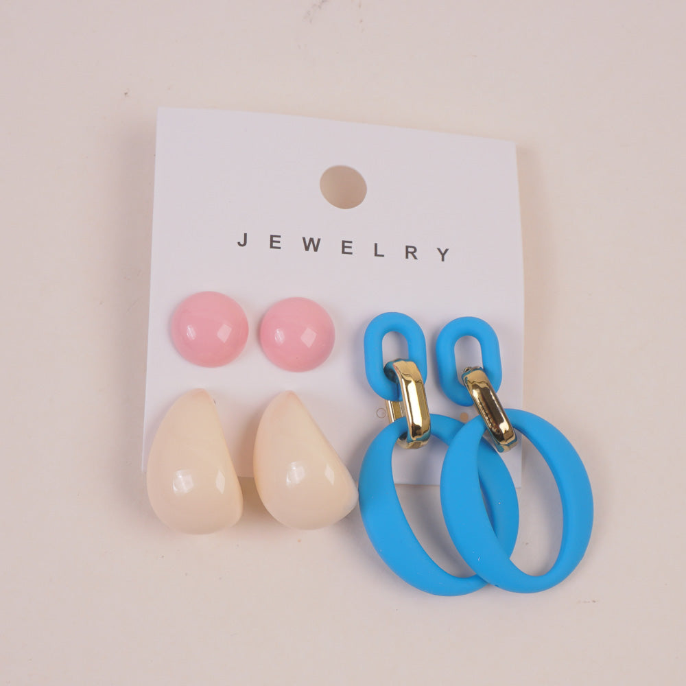 Women Earring 6pcs Set Blue