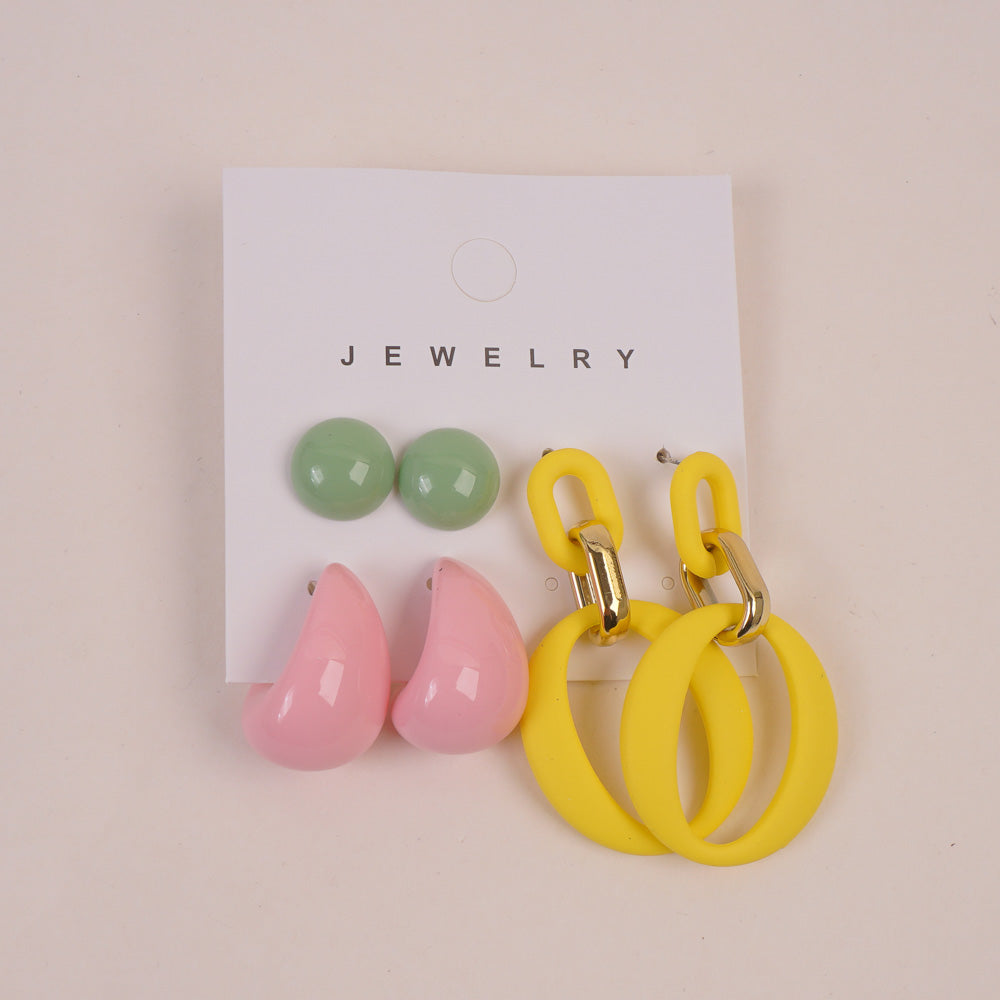 Women Earring 6pcs Set Yellow