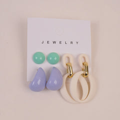 Women Earring 6pcs Set White