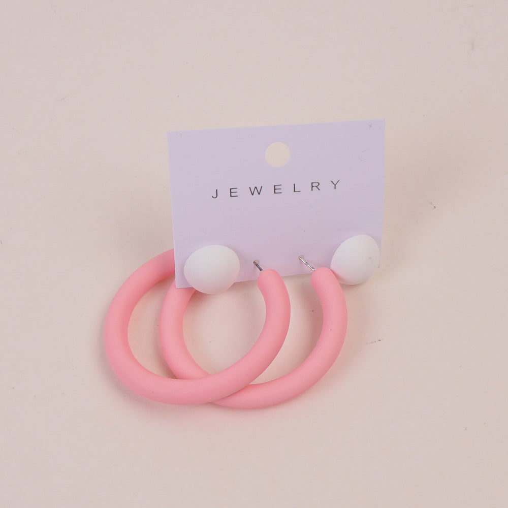 Round Shape Women Earring Pink