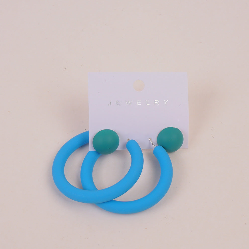 Round Shape Women Earring Sky Blue