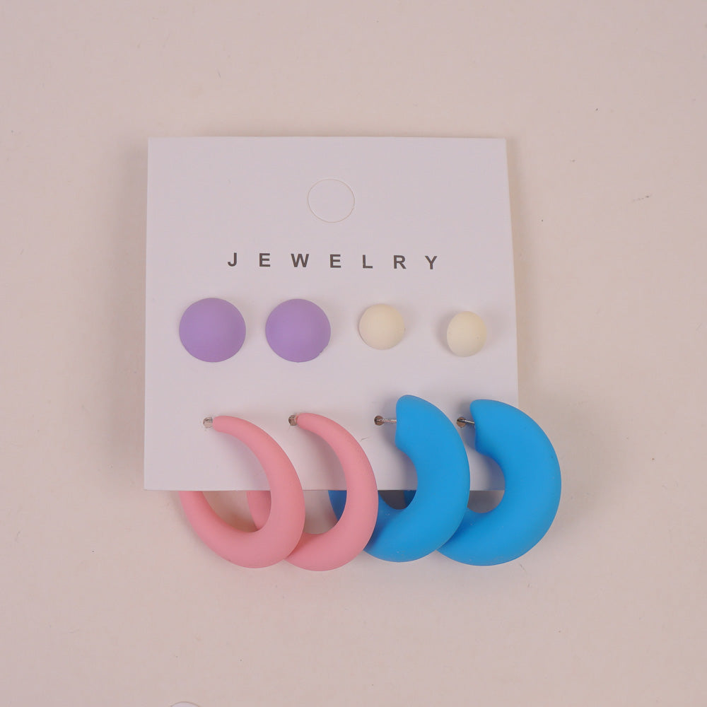 Woman Multi Color Earring 8 Pcs Set 2