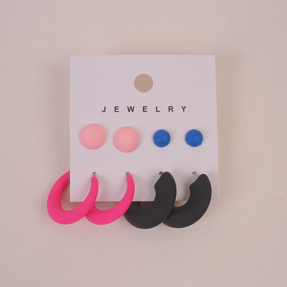 Woman Multi Color Earring 8 Pcs Set 5