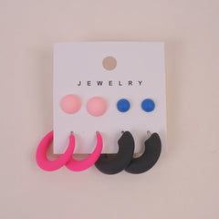 Woman Multi Color Earring 8 Pcs Set 5