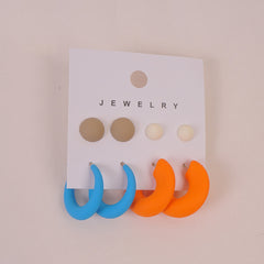 Woman Multi Color Earring 8 Pcs Set 7