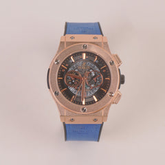 Blue Strap Rosegold Dial Man's HB Watch