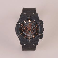 Black Strap Black Dial Man's HB Watch