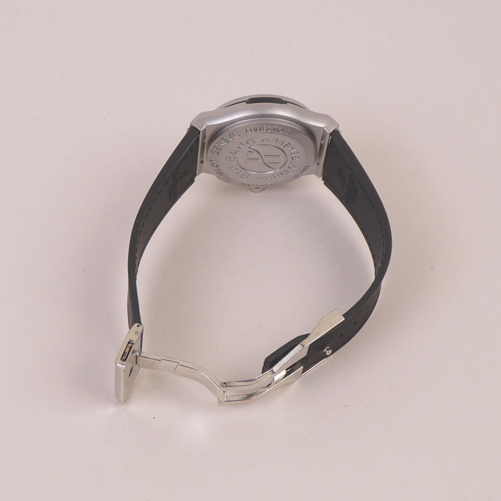 Black Strap Silver Dial Man's HB Watch