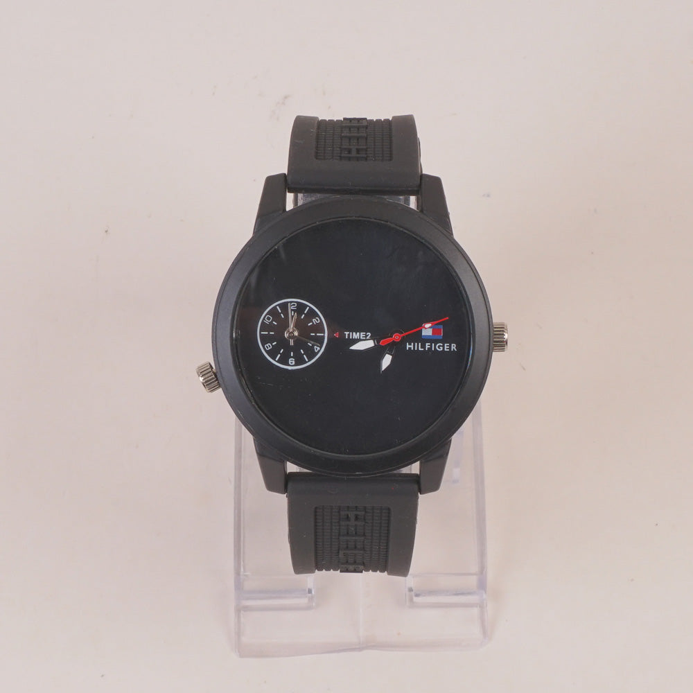 Dual Time Man's Casual Watch Black