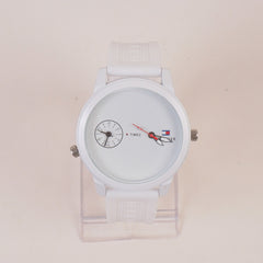 Dual Time Man's Casual Watch White