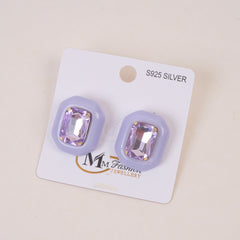 Woman's Casual Earring With Stone Light Purple