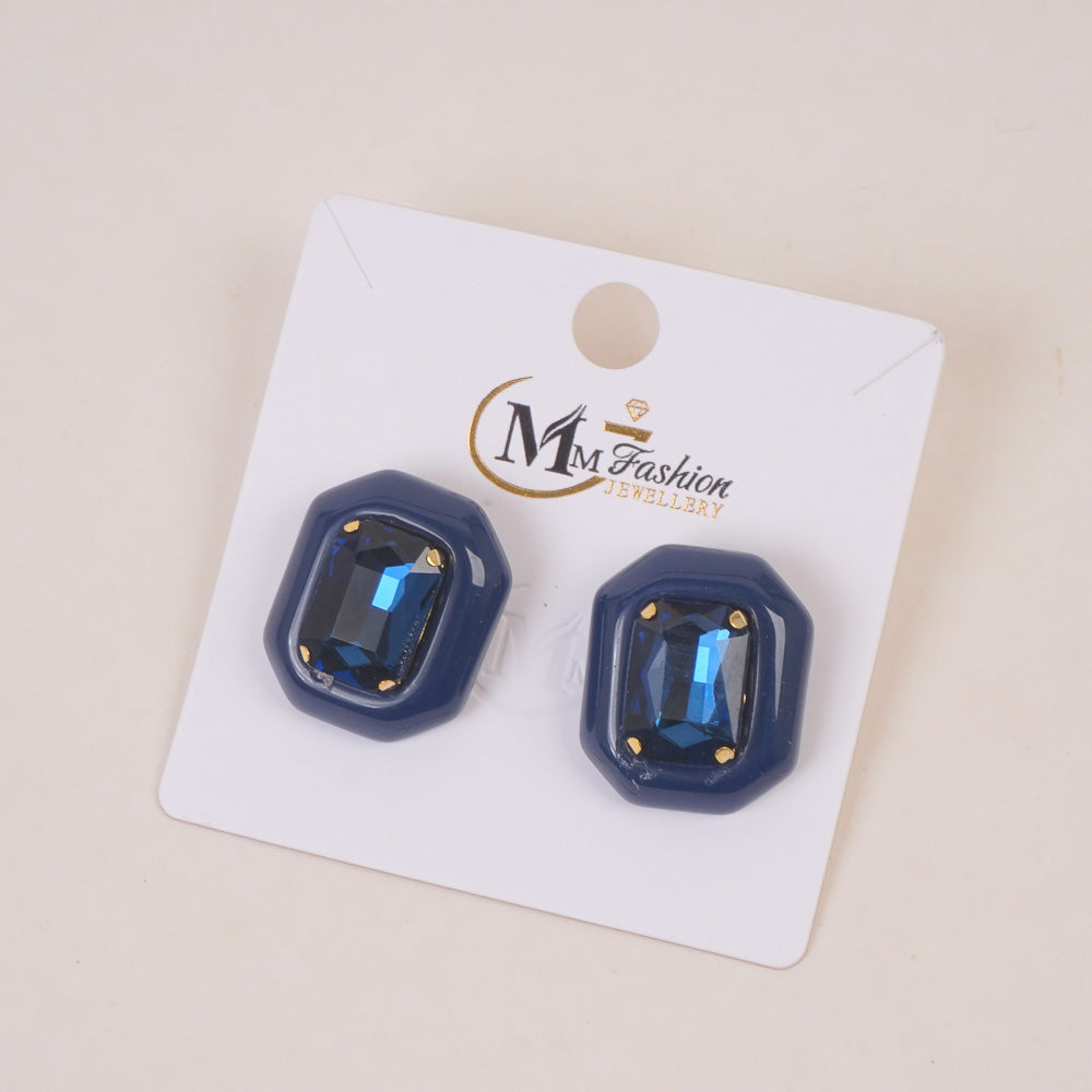 Woman's Casual Earring With Stone Blue