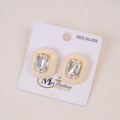 Woman's Casual Earring With Stone White