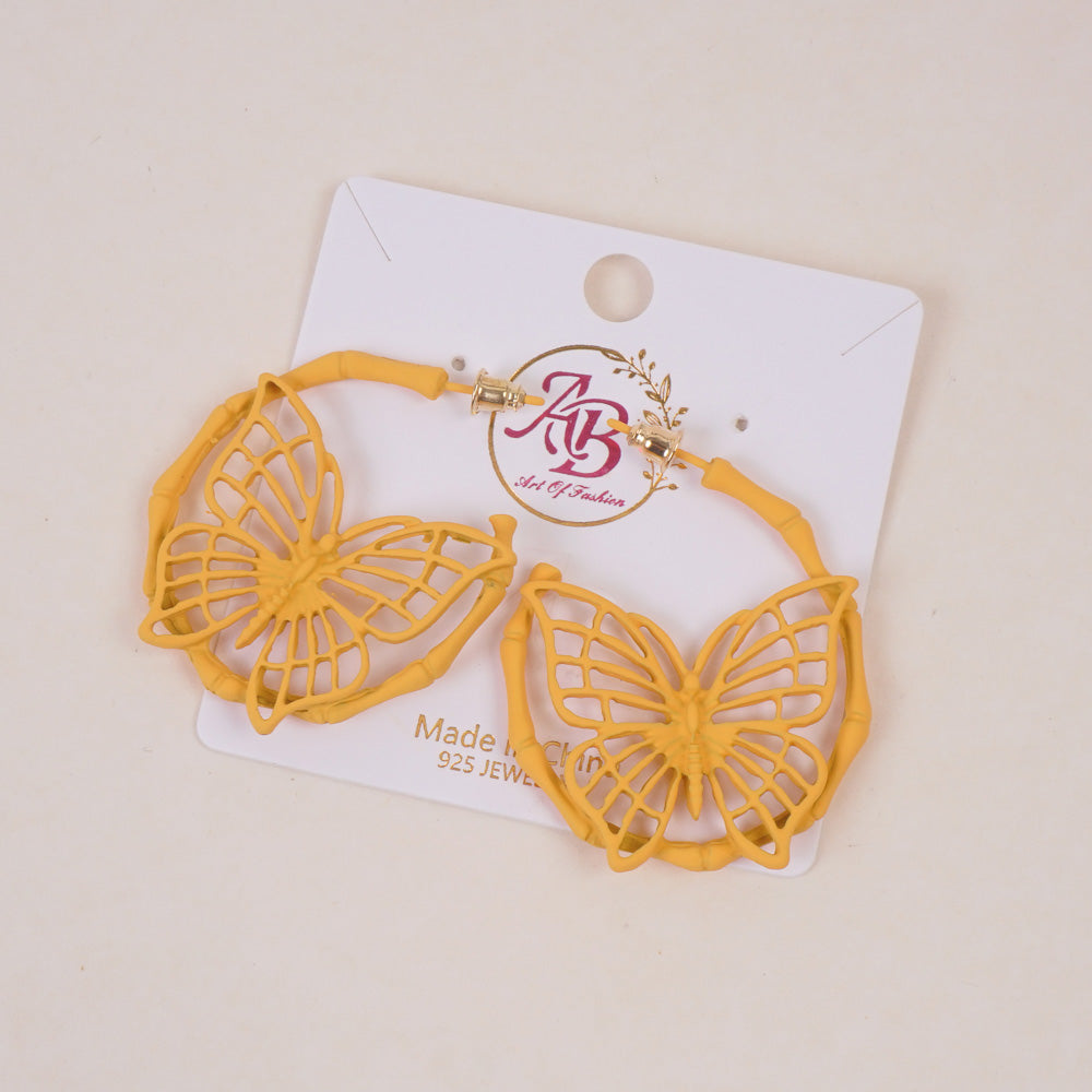 Woman's Casual Earring Spider Web Design Yellow
