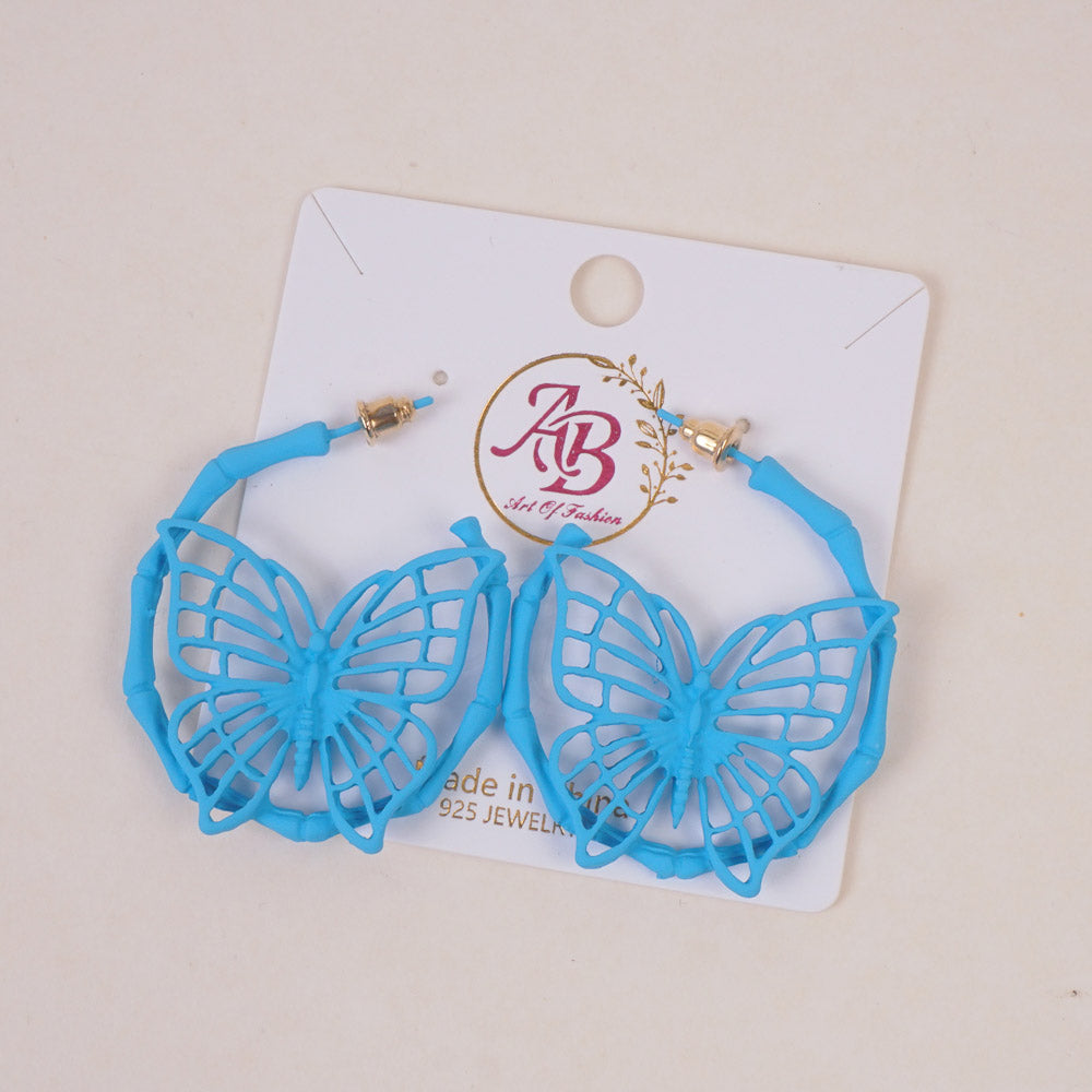 Woman's Casual Earring Spider Web Design Cyan