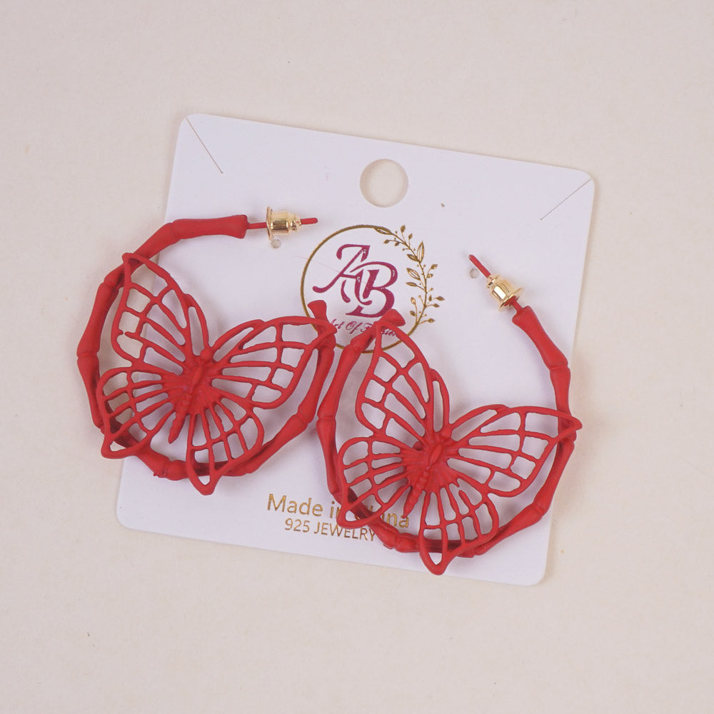 Woman's Casual Earring Spider Web Design Red