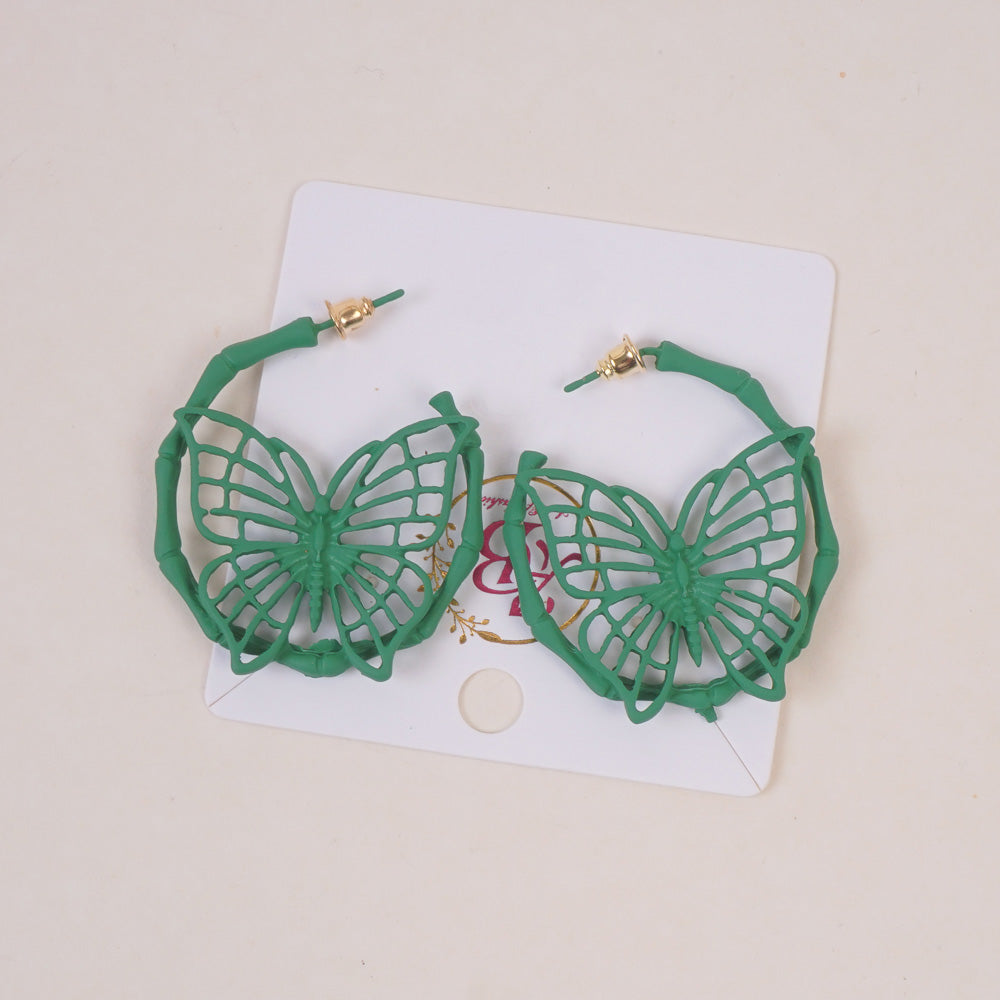 Woman's Casual Earring Spider Web Design Green
