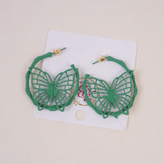 Woman's Casual Earring Spider Web Design Green