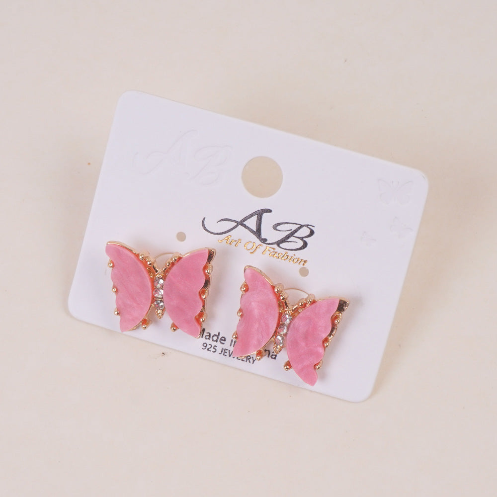 Woman's Casual Earring Butterfly Design Pink