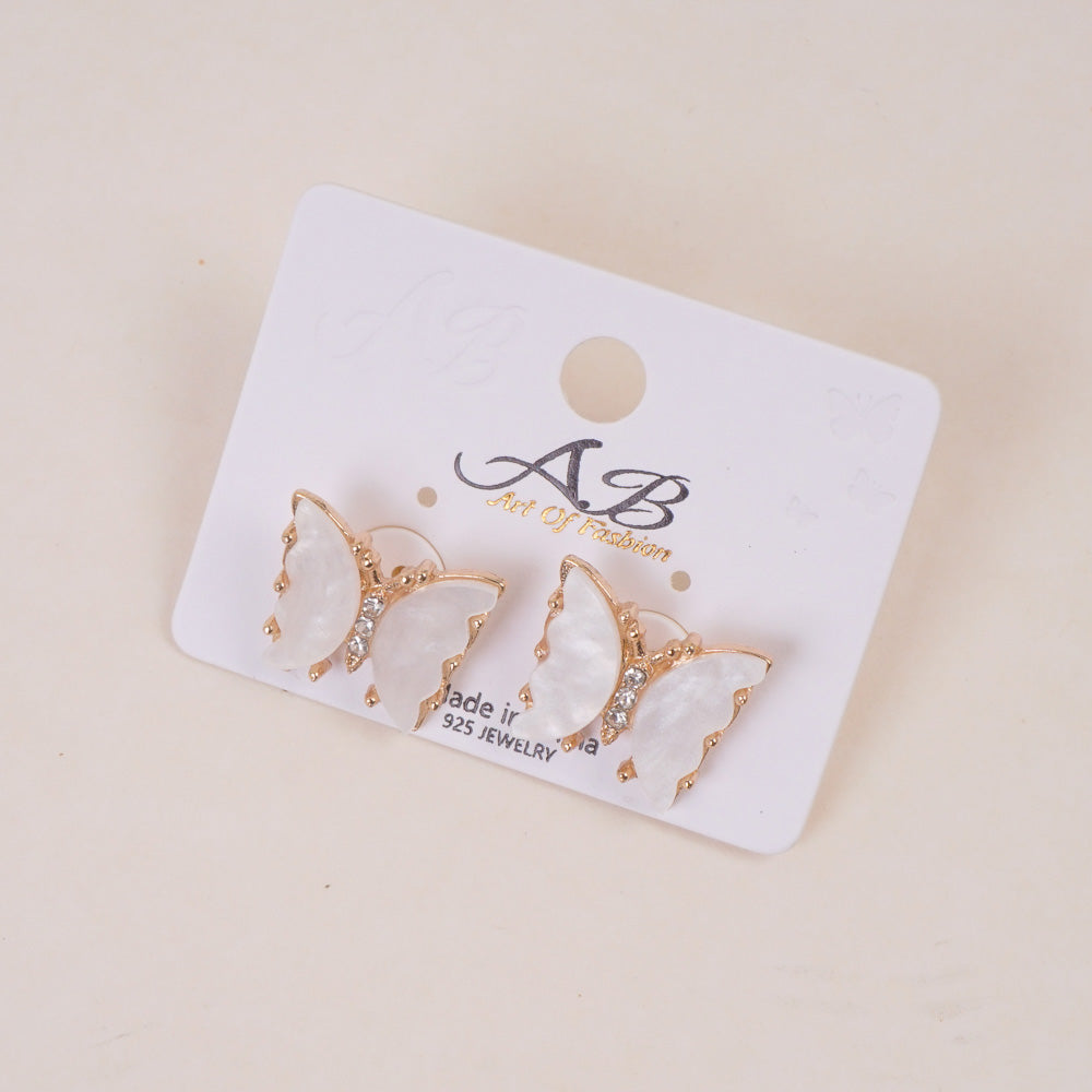 Woman's Casual Earring Butterfly Design White