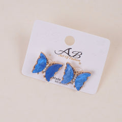 Woman's Casual Earring Butterfly Design Blue