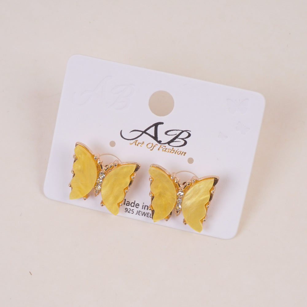 Woman's Casual Earring Butterfly Design Yellow