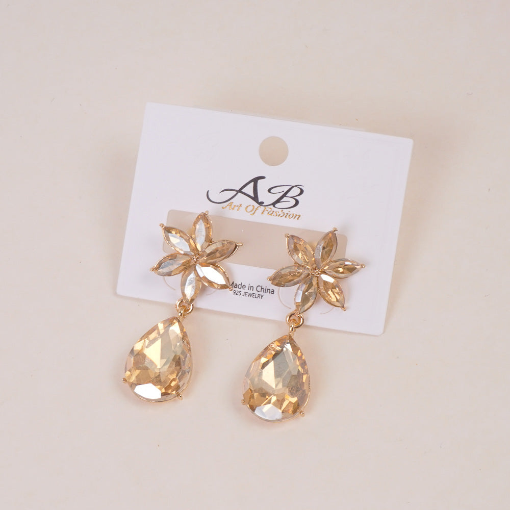 Woman's Flower Design Earring Beige