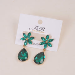Woman's Flower Design Earring Green