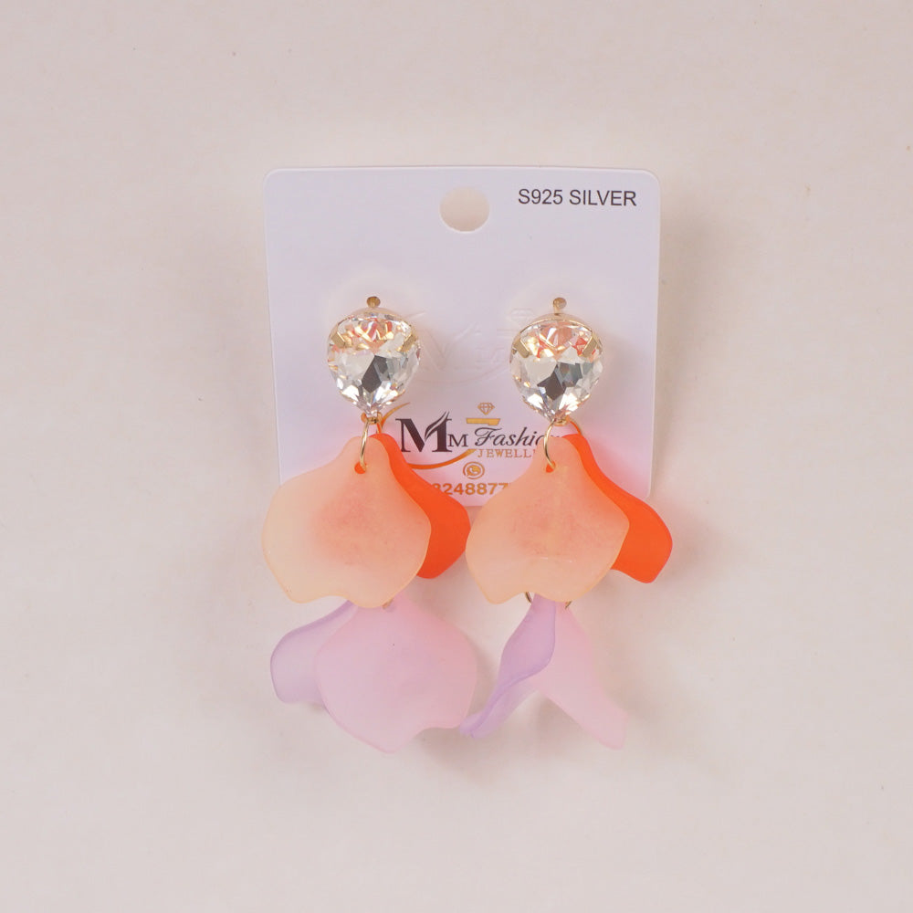 Woman's Earring Flower Design Multi Color