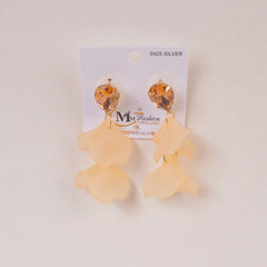 Woman's Earring Flower Design Light Orange