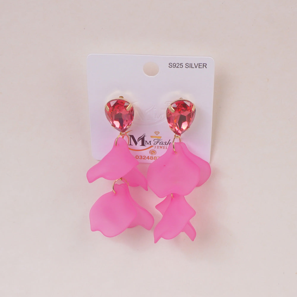 Woman's Earring Flower Design Pink
