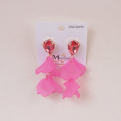 Woman's Earring Flower Design Pink