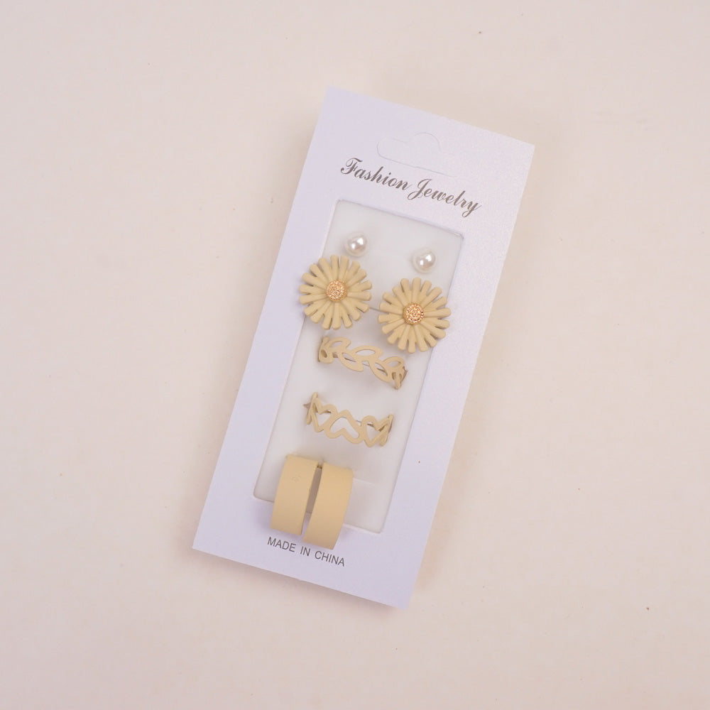 Woman's Earring 8pcs Set Beige