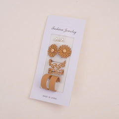 Woman's Earring 8pcs Set Brown