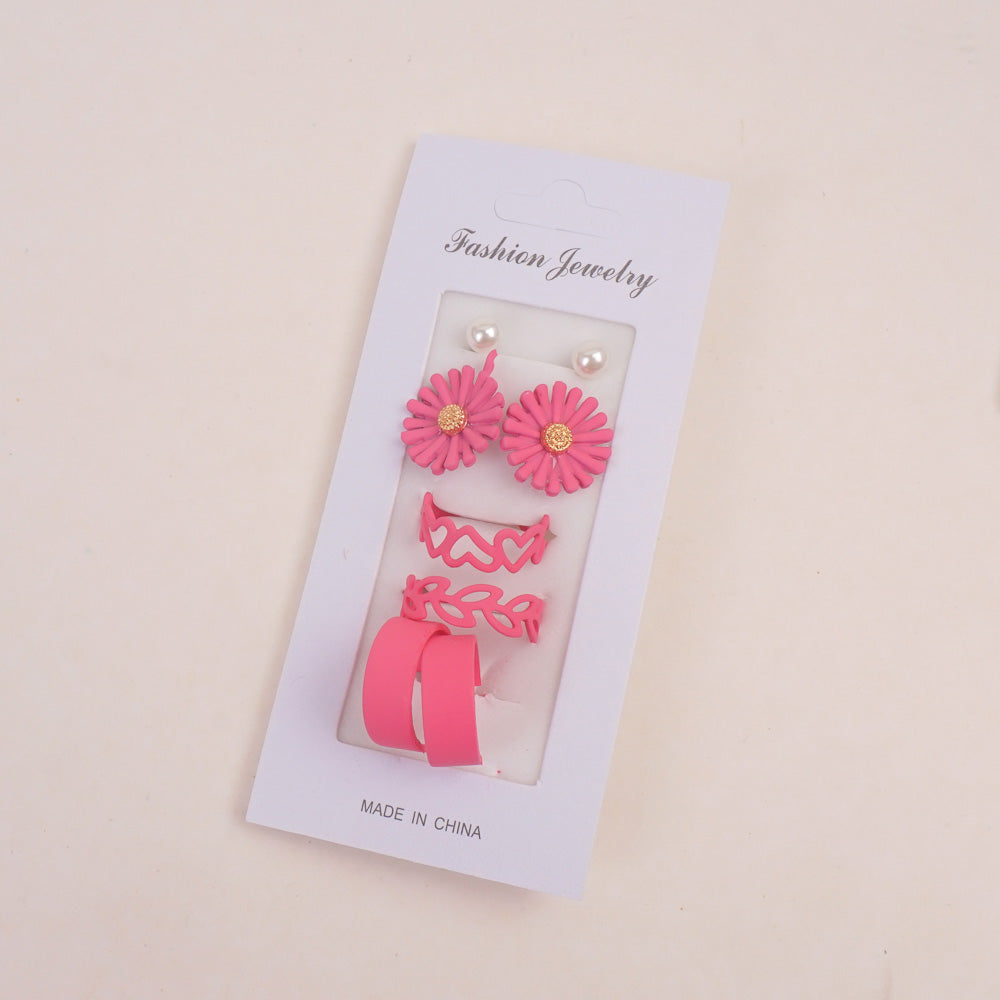Woman's Earring 8pcs Set Pink