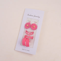 Woman's Earring 8pcs Set Pink