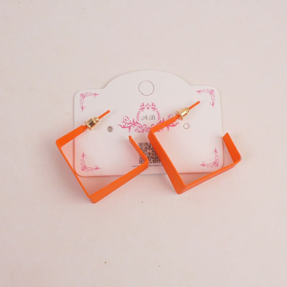 Woman's Earring Sqaure Shape Design Orange