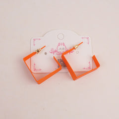 Woman's Earring Sqaure Shape Design Orange