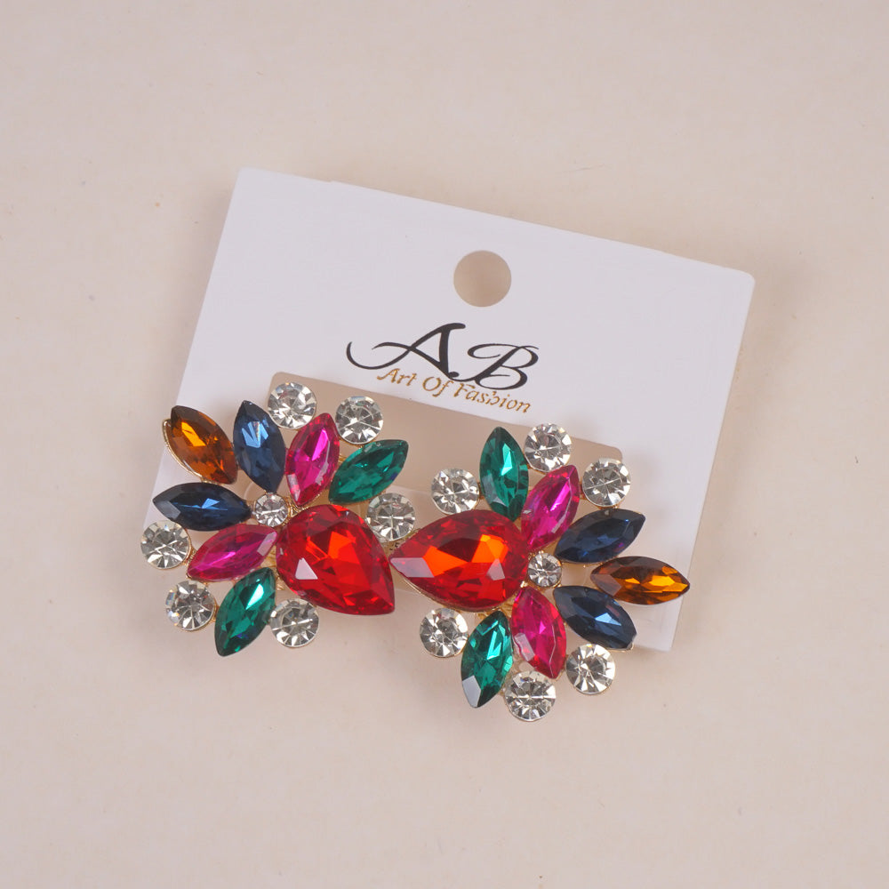 Woman's  Flower Design Earring Multi Color