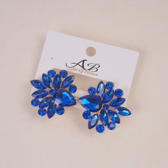 Woman's  Flower Design Earring Blue