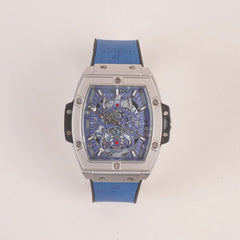 Blue Strap Silver Dial Men's Wrist Watch HB